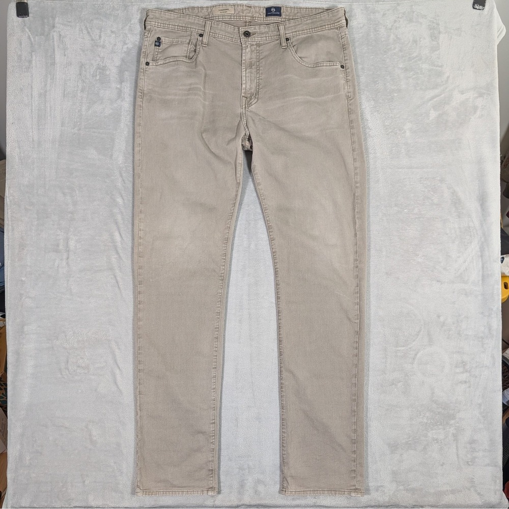 AG Adriano Goldschmied Matchbox Slim Straight Jeans Mens 38x35 Beige 1131BES-HWW